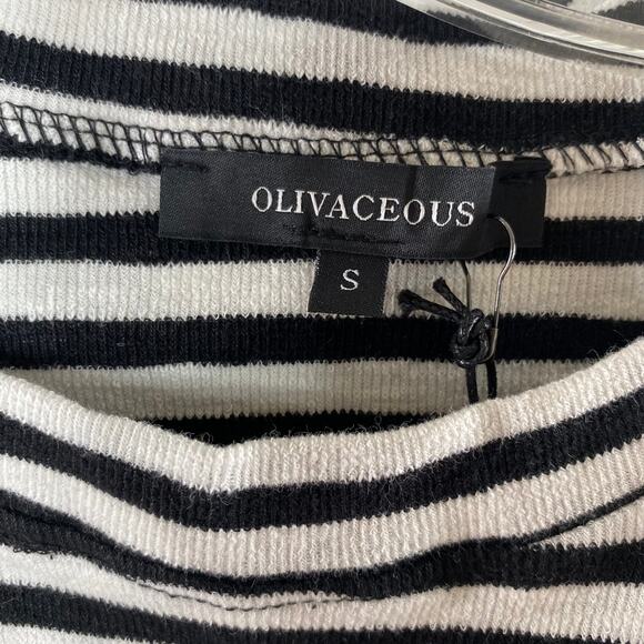 Olivaceous White Black Stripe Crew Neck Tee Small NWT NEW - Picture 4 of 7